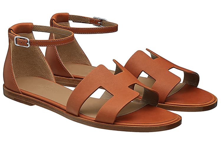 HERMES Santorini Sandal One Strap Sandals Women's Brown 6