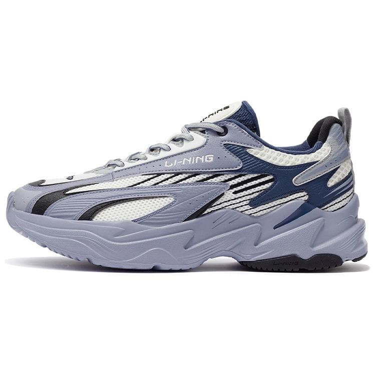 LiNing Meteor Synthetic Leather Cushioning Anti-Slip Wear-Resistant Rebound Low-Top Casual Shoes Men's White Blue