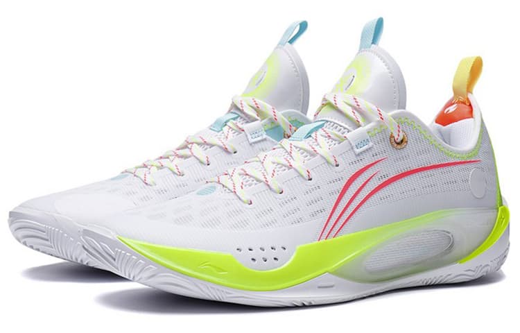 LINING Wade 808 2 Basketball Shoes Men Low Top Standard White/Neon Fruit Red 6