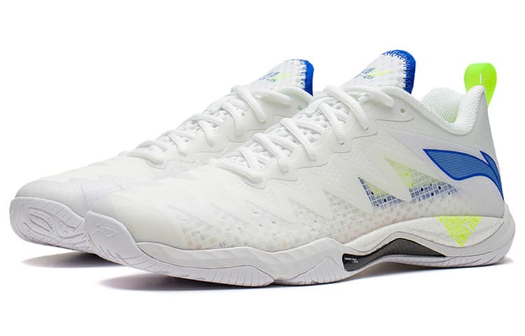 LINING Falcon 5 Badminton Shoes Unisex Low-Top Standard White/Crystal Blue 5