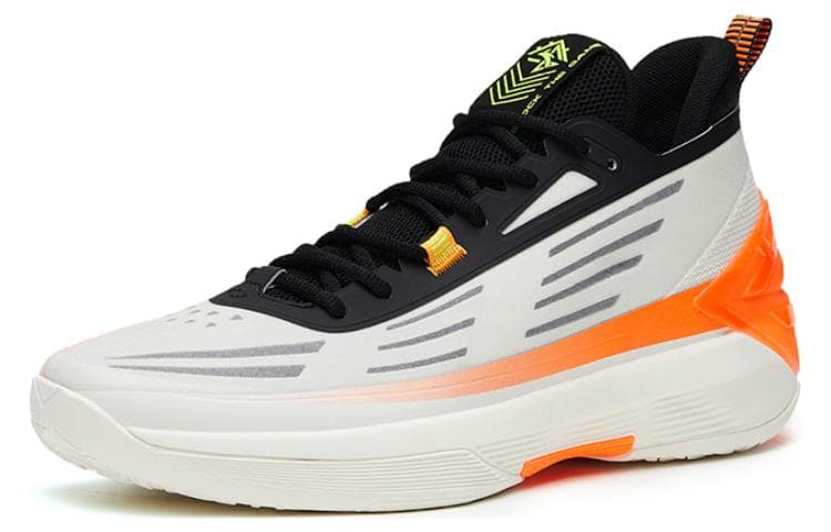 ANTA Basketball Shoes Men Low-Top White Orange 3
