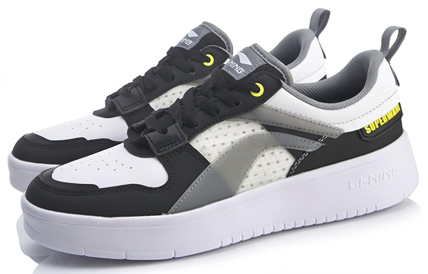 LiNing Wave Superwave Lite Anti-Slip Wear-Resistant Low-Top Skateboard Shoes Men's White Black Gray 5