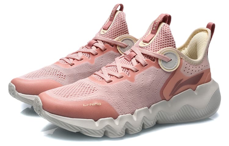 LiNing LN Fle Cushioned Anti-Slip Wear-Resistant Lightweight Breathable Low-Top Casual Shoes Women's Peach Orange Pink 5