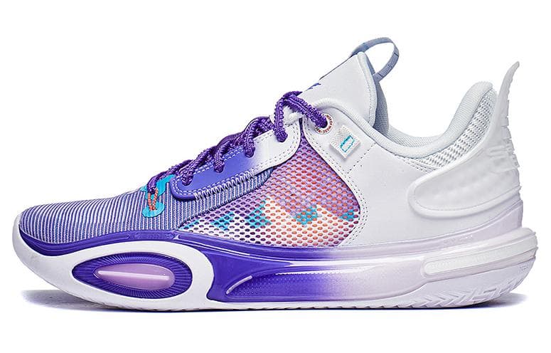 LiNing All City 11 Snow Mountains Cushioning Anti-Slip And Wear-Resistant Low-Top Basketball Shoes Men's Purple White 2