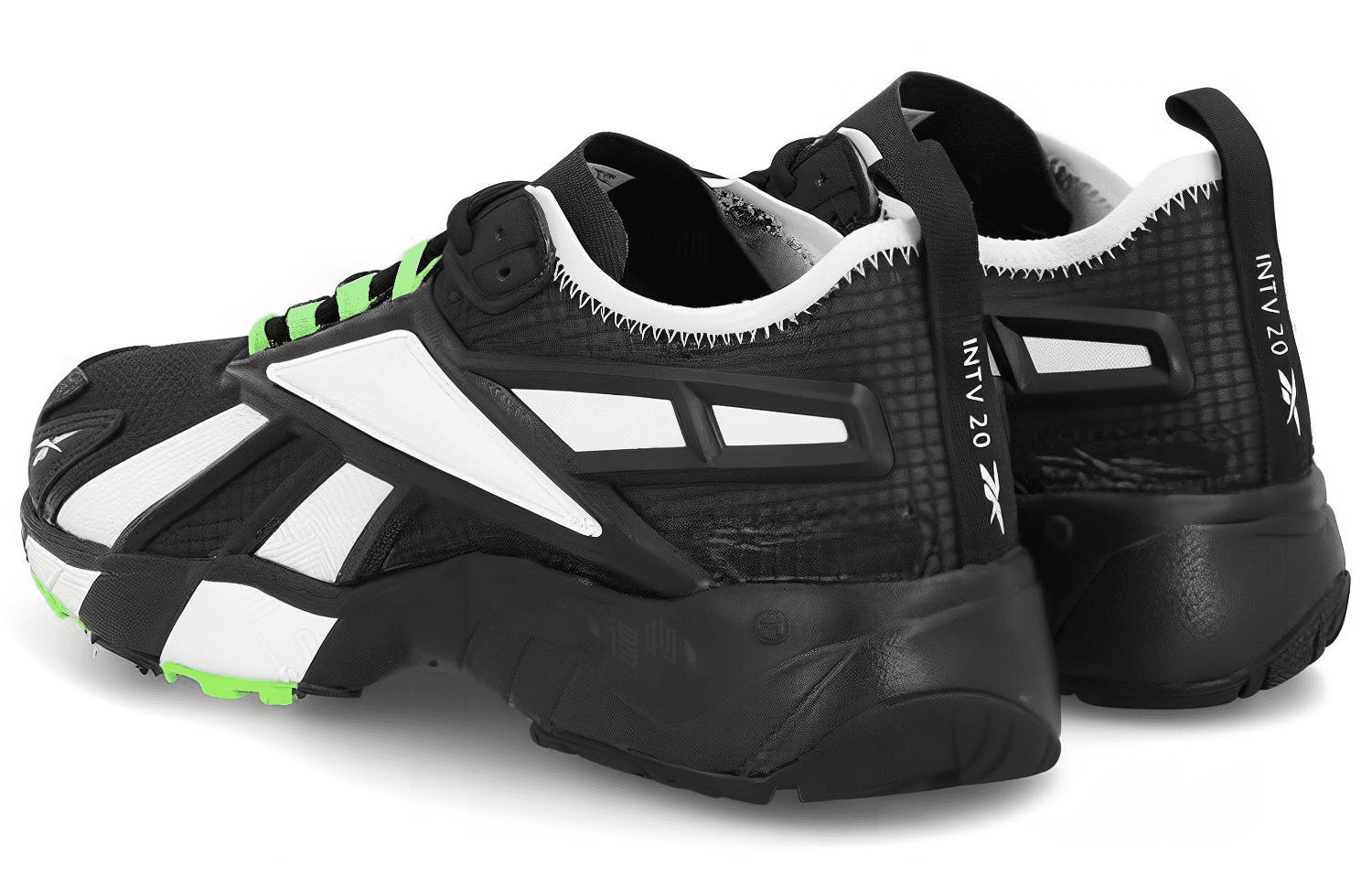 Reebok Intv 20 Mesh Comfort Casual Low-Top Lifestyle Shoes Unisex Black White Green 6