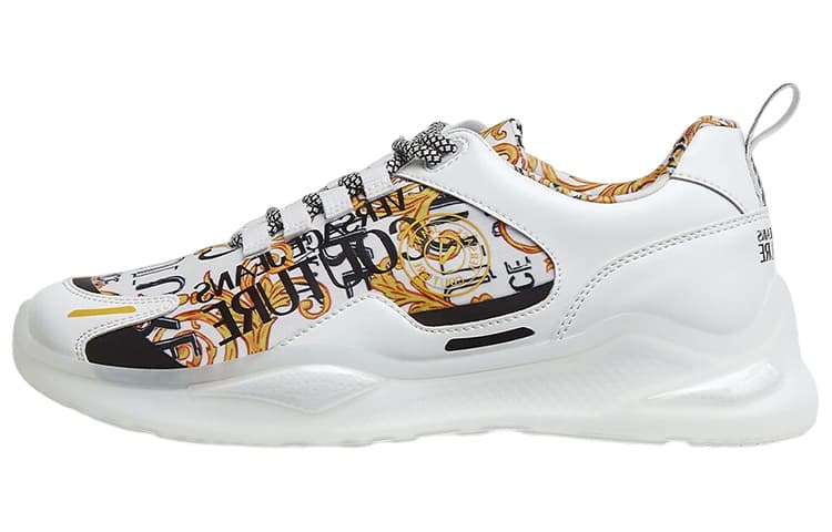 VERSACE JEANS Couture Cushioning Low-Top Sports Casual Shoes Men's White Gold
