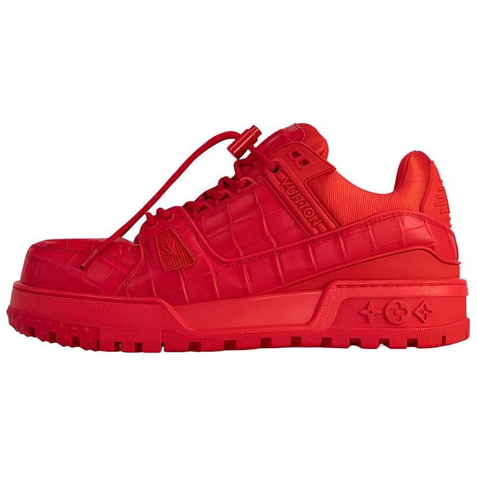 LOUIS VUITTON Trainer Maxi Little Chubby Ding Low-Top Skateboard Shoes Men's Red