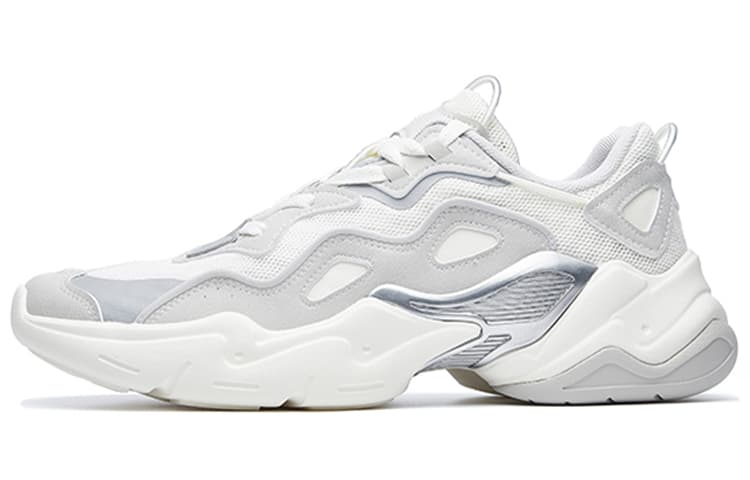 Anta Lifestyle Series Cushioning Anti-Slip Wear-Resistant Breathable Low-Top Dad Shoes Men's Ivory White Gray