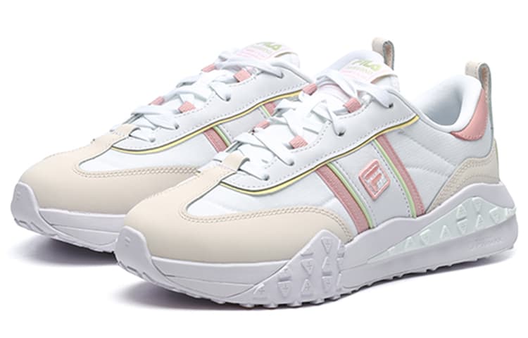 FILA Brick Cushioning Anti-Slip And Wear-Resistant Low-Top Casual Shoes Women's White Pink 3