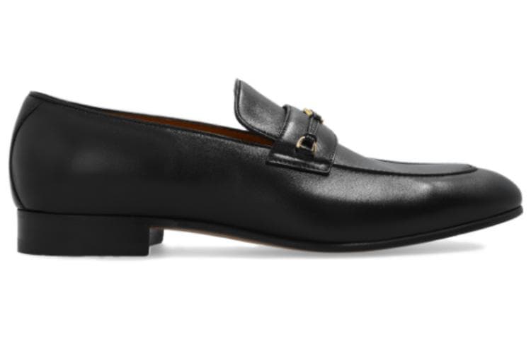 GUCCI Leather Fashion Slip-On Men's Casual Shoes 2cm Men's Black 5