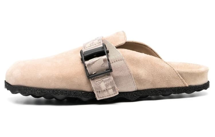 OFF WHITE Suede Industrial Belt Sabot Sand Women's