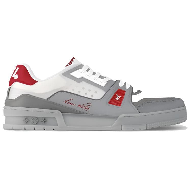 LOUIS VUITTON Trainer Round Toe Lace-Up Low-Top Sneakers Unisex Gray 3