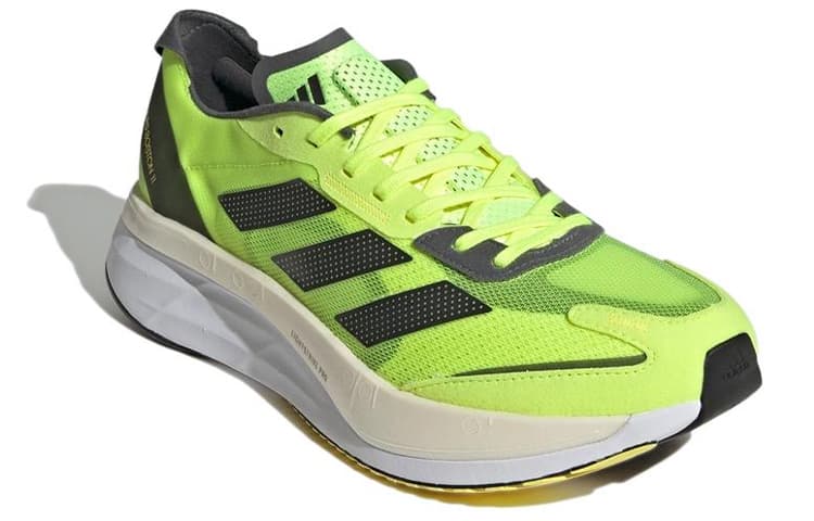 adidas Adizero Boston 11 Non-Slip Low Top Running Shoes Men's Green 5