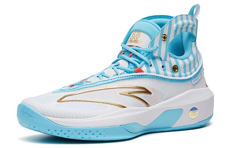 Anta KT8 Sailor Soup Cushioning Anti-Slip And Wear-Resistant High-Top Performance Basketball Shoes White Blue 3