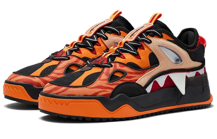 LiNing CF Anti-Slip Wear-Resistant Low-Top Skateboard Shoes Men's Black Orange 5