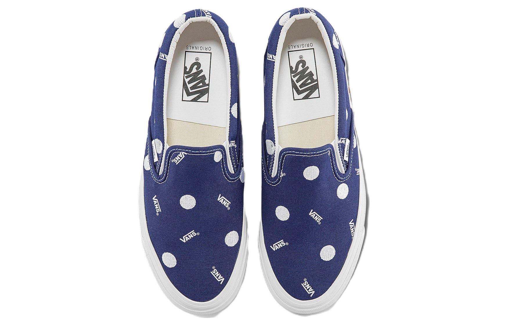 Vans Og Classic Slip on Lx Low Top Casual Skateboarding Shoes Unisex White Blue 5