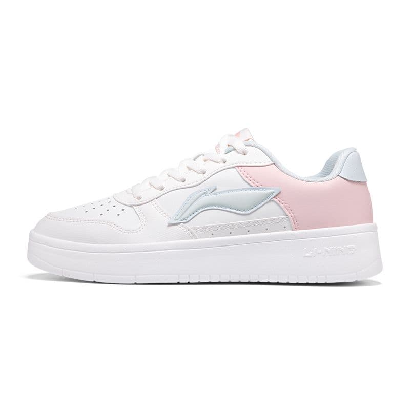 LINING Pontoon Boats Skateboard Shoes Women's Low-Top Mist White/Light Pink 2