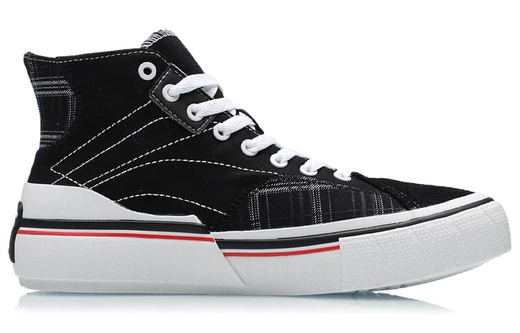 LiNing Wave Skateboard Shoes Women's High-Top Black/White 3
