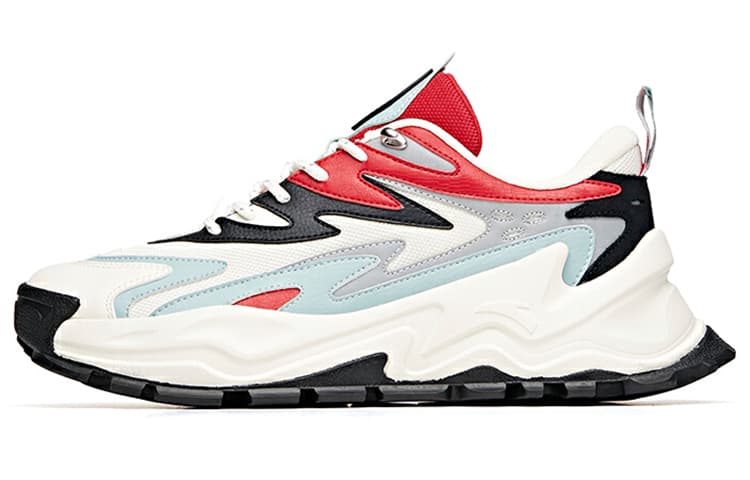 ANTA Hot Chunky Sneakers Men Low-Top Red White/Cyan 2