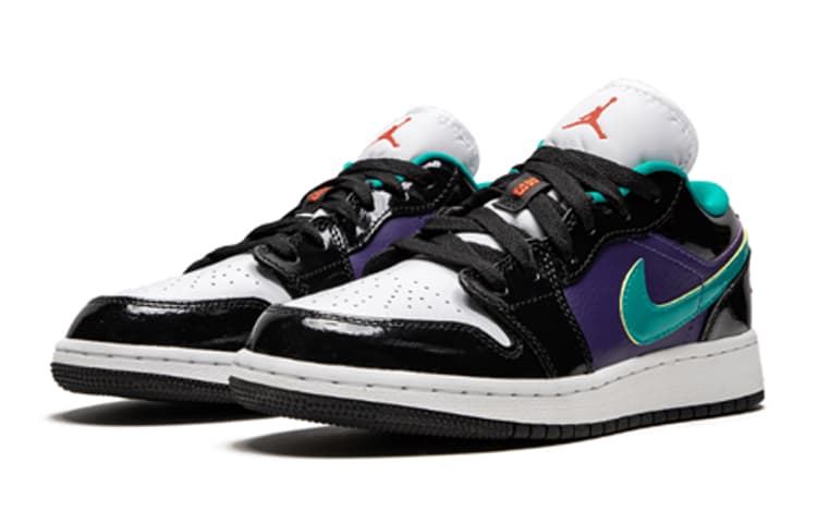 Jordan 1 Low Black Court Purple Turbo Green GS 6