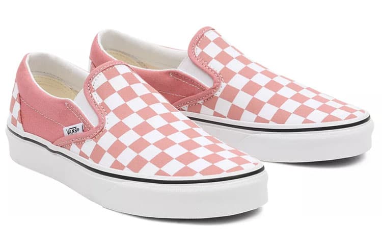Vans Checkerboard Classic Slip On Low Top Sneakers Pink/White Women's 6