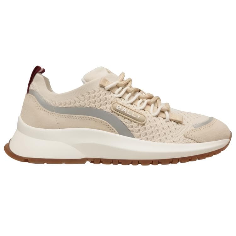 BALLY OUTLINE Calfskin Platform Round Toe Low-Top Casual Shoes Women's Beige 4