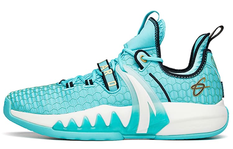 ANTA GH2 Basketball Shoes Men Low-Top Neon Aqua/Black 2