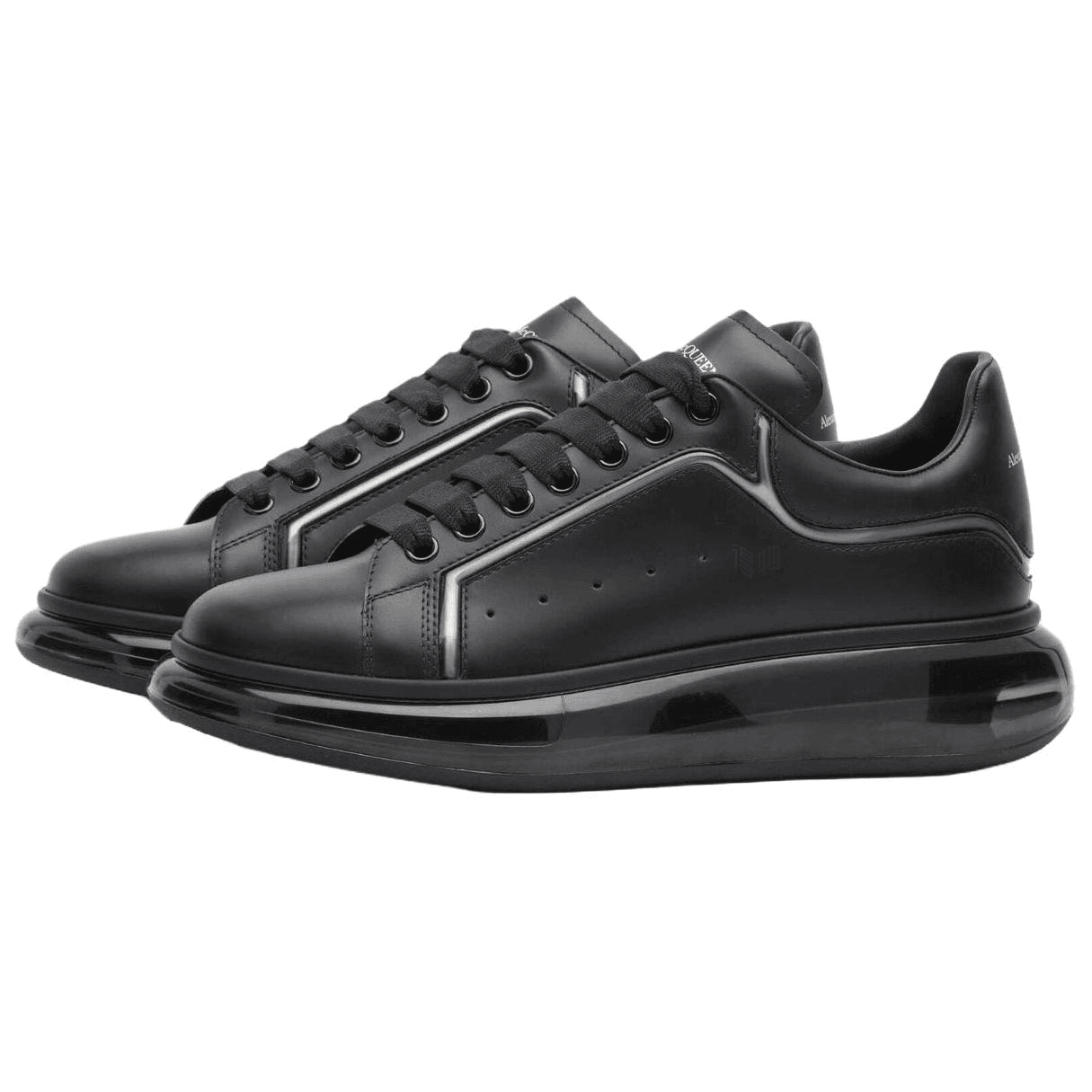 Alexander McQueen Oversized Calfskin Lace-Up Round-Toe Low-Top Casual Shoes Men's Black 4