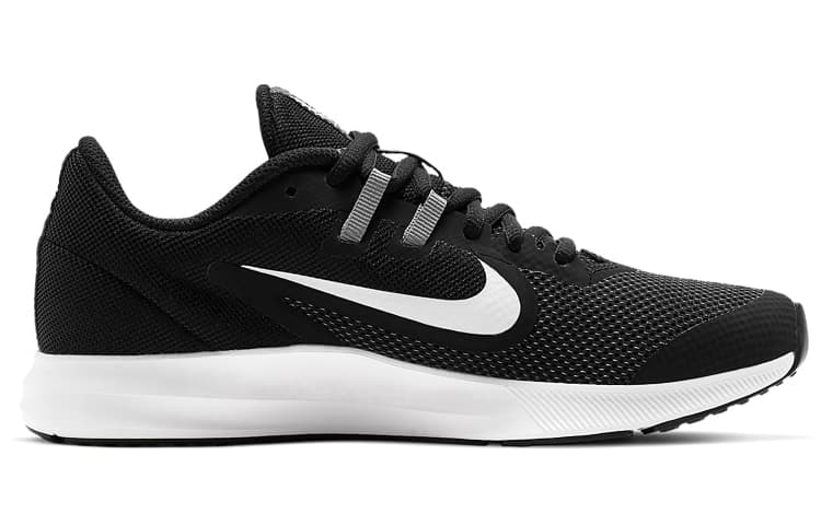 Nike Downshifter 9 Anti-Slip Wear-Resistant Low-Top Kids' Running Shoes Black White Teenagers 4