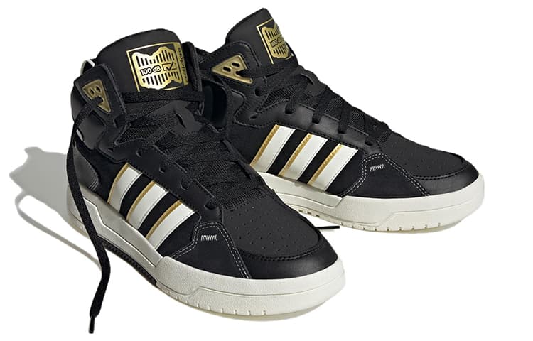 Adidas Neo 100DB Anti-Slip And Wear-Resistant Lightweight Mid-Top Skateboard Shoes Unisex Black Yellow White 6