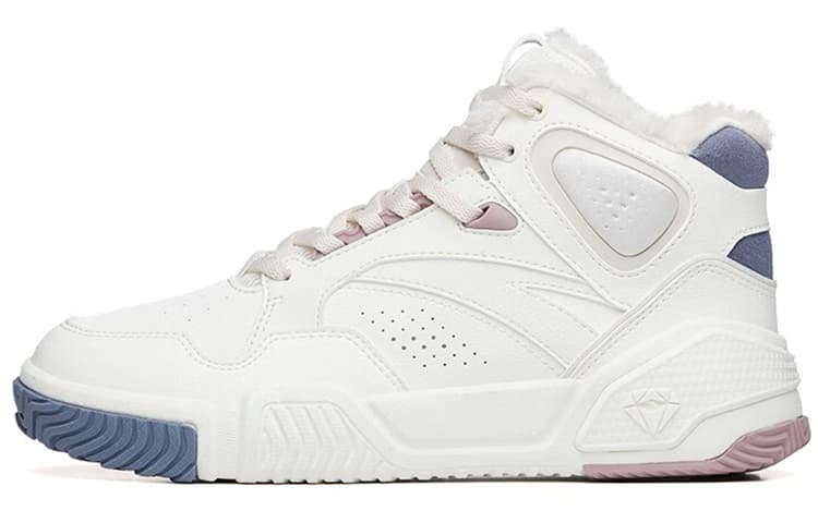 Anta Flame Wear-Resistant High-Top Skateboard Shoes Women's White Gray 2