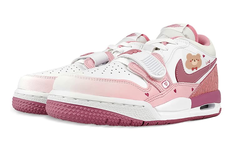 Jordan Legacy 312 Cushioning Anti-Slip And Wear-Resistant Mid-Top Vintage Basketball Shoes GS White Pink 6