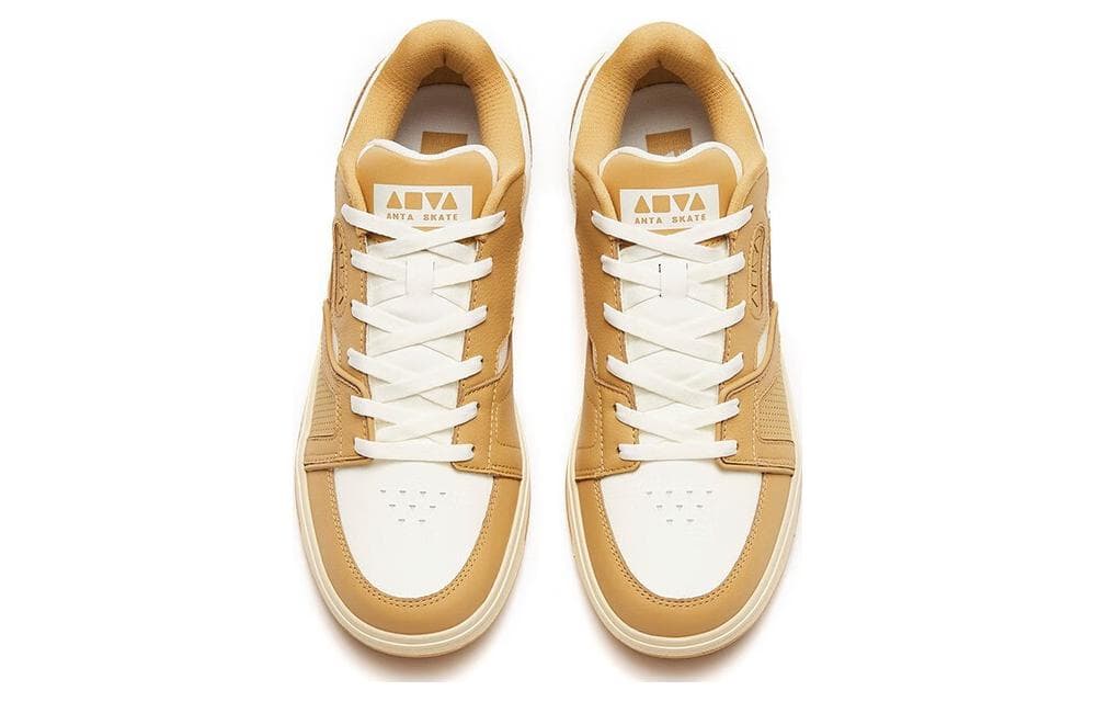 Anta Qiuyou Slip-Resistant Cushioning Wear-Resistant Low-Top Skateboard Shoes White Brown 5