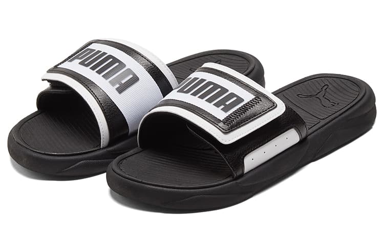 PUMA Royalcat Sports Slippers Unisex Black White 6