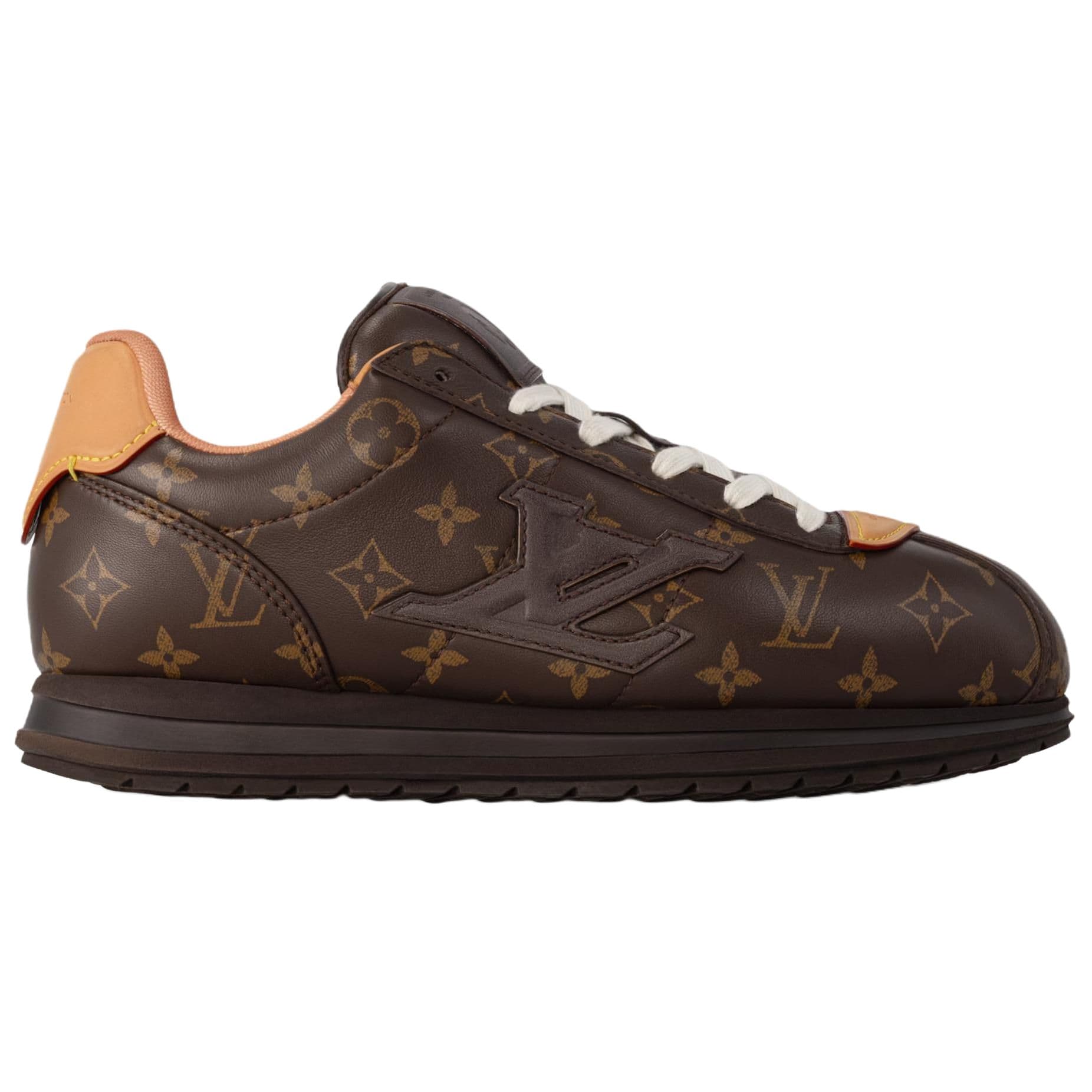 LOUIS VUITTON x Nigo Collaboration FW25 Buttersoft Calfskin Lambskin Embossed Pattern Round Toe Lace-Up Low-Top Casual Shoes Unisex Dark Brown 4