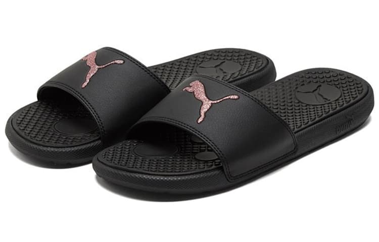 PUMA Cool Cat Sport Glitter Slippers Black/Golden Women's 6