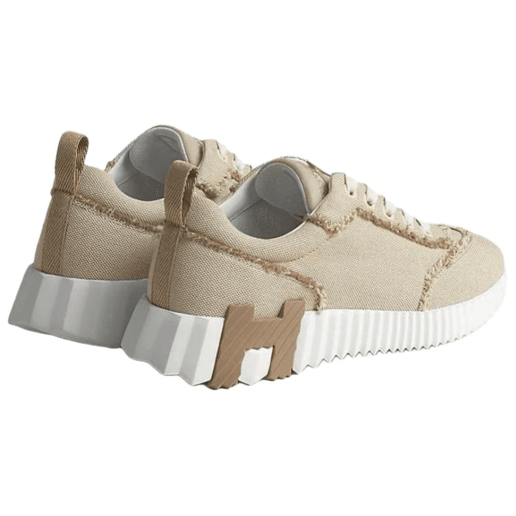 HERMES Bouncing Suede Goatskin Platform Lace-Up Low-Top Lifestyle Shoes Women's Beige 6
