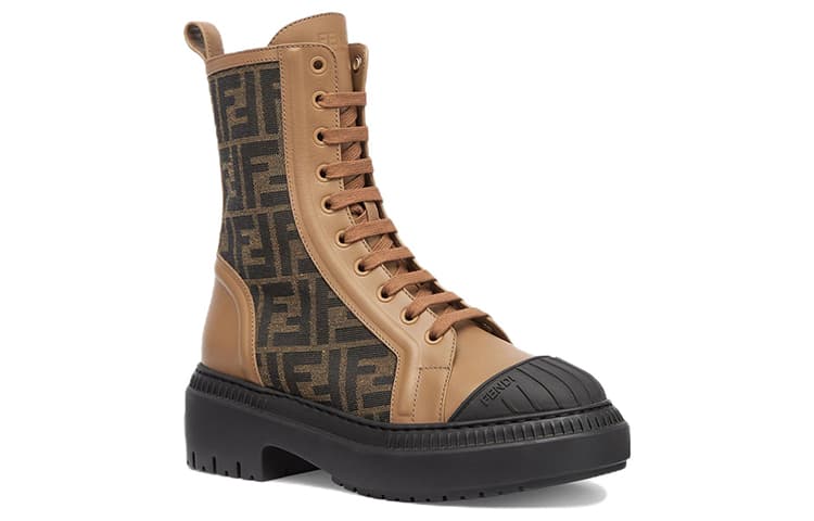 FENDI Women's FF Motif Domino Biker Boot 'Beige' 4