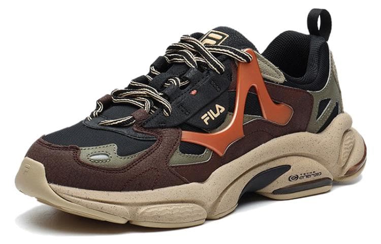 FILA Fusion Cushioning Anti-Slip And Wear-Resistant Low-Top Casual Running Shoes Men's Black Red 4