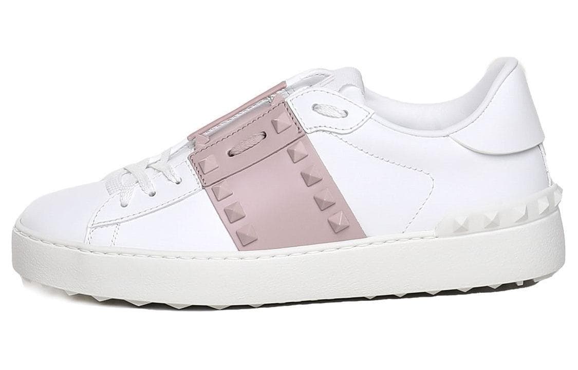 Valentino ROCKSTUD UNTITLED Garavani Low top Stylish Skateboarding Shoes Women's White Pink