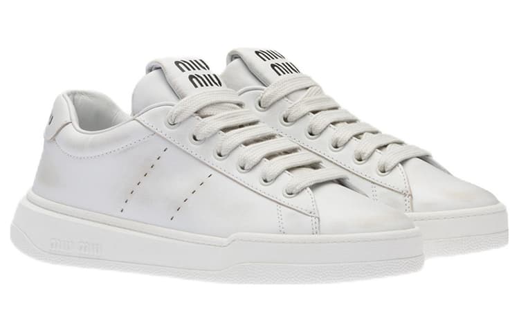 MIU MIU Low Top Stylish Skateboarding Shoes Women's White 6