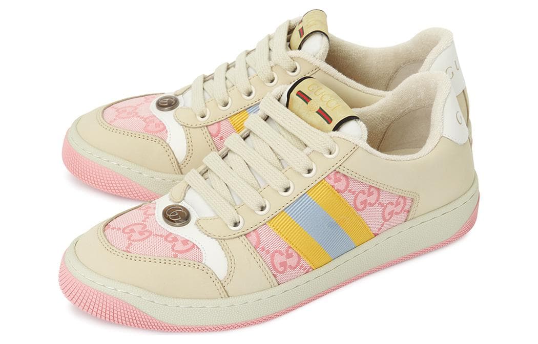 GUCCI Screener Distressed Shoes Stylish Skateboarding Shoes Women's Beige 3