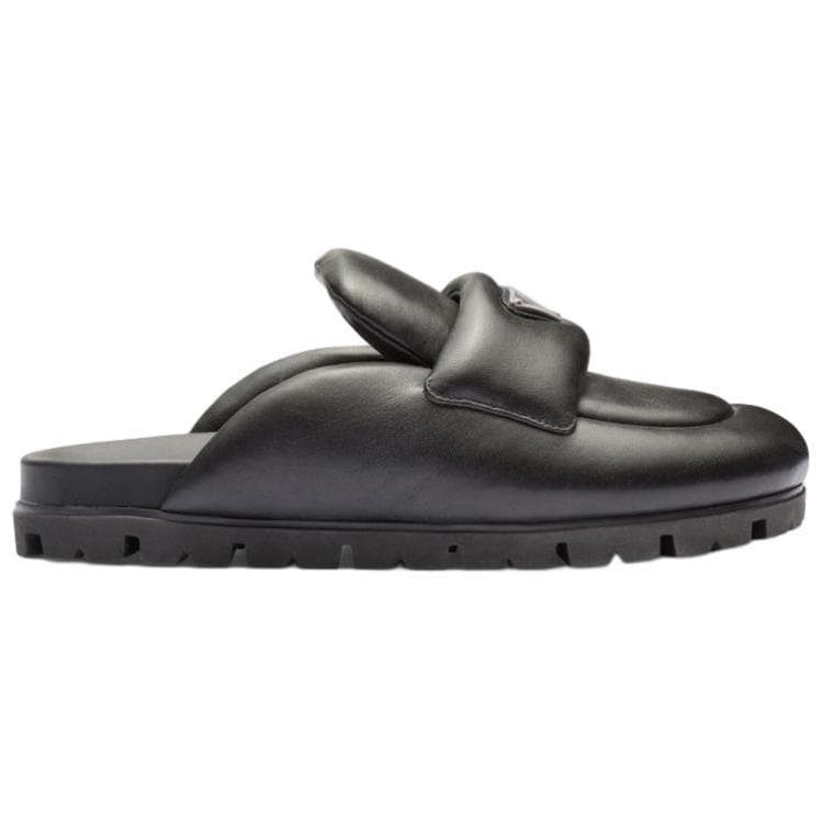 PRADA Soft Padded 20mm Sabots Black Nappa Leather Women's 3