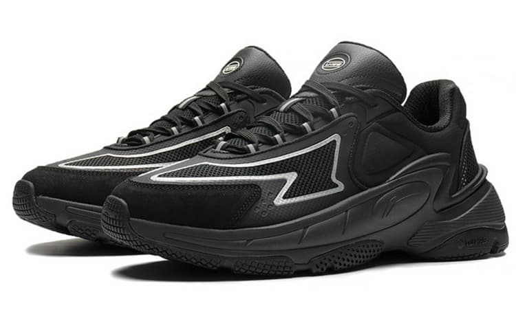 LiNing Reflective Support Classic Sports Shock-Absorbing Wear-Resistant Low-Top Casual Shoes Men's Black 6
