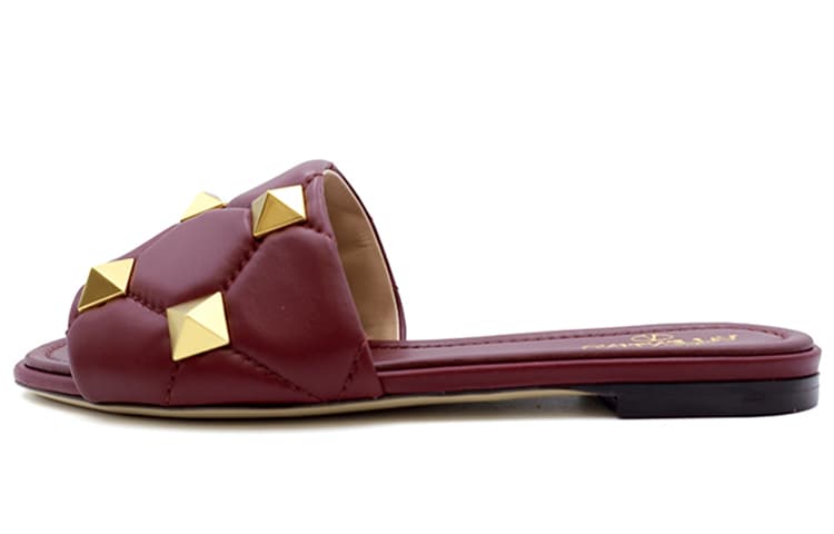 Valentino Roman Studs Flat Fashion Sandals Women's Red
