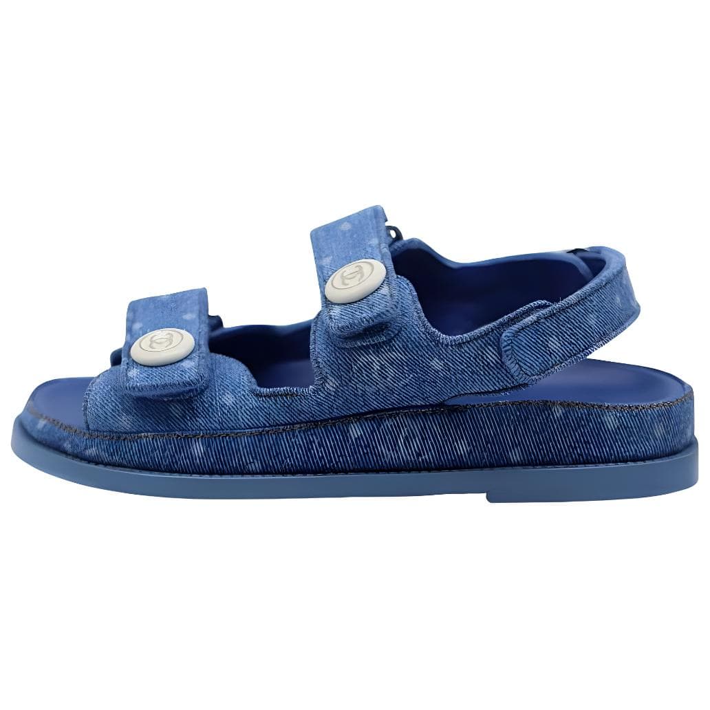 CHANEL Beach Sandals Women's Denim Blue