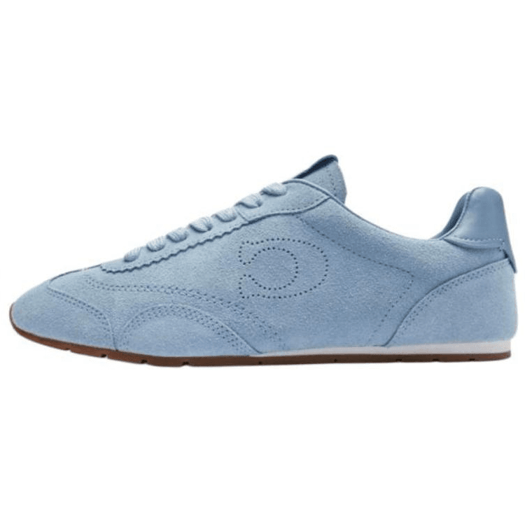 COACH German Training Sheep Leather Round-Toe Flat Thin Sole Low-Top Casual Shoes Women's Bluebell