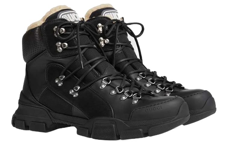 GUCCI Flashtrek Short Mid-Calf Outdoor Boots Men's Black 6