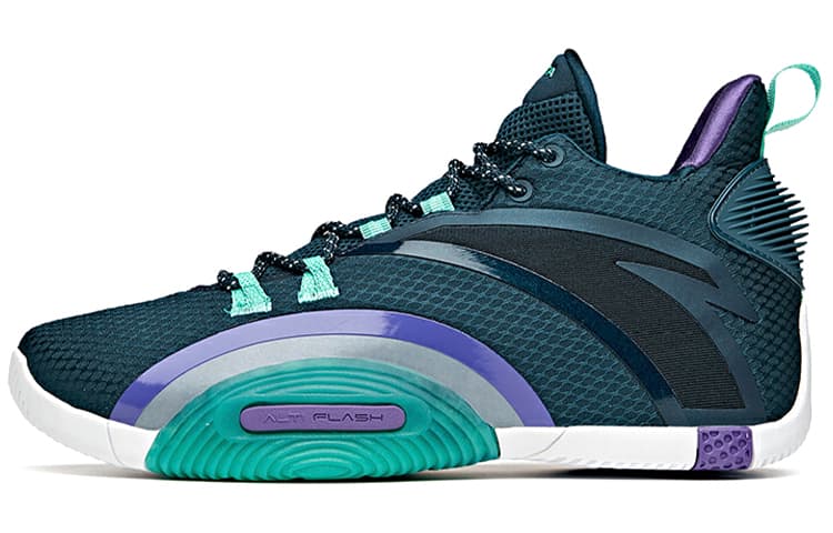 ANTA UFO3.0 Basketball Shoes Men Mid Top Heather Blue/Parrot Green/ANTA White