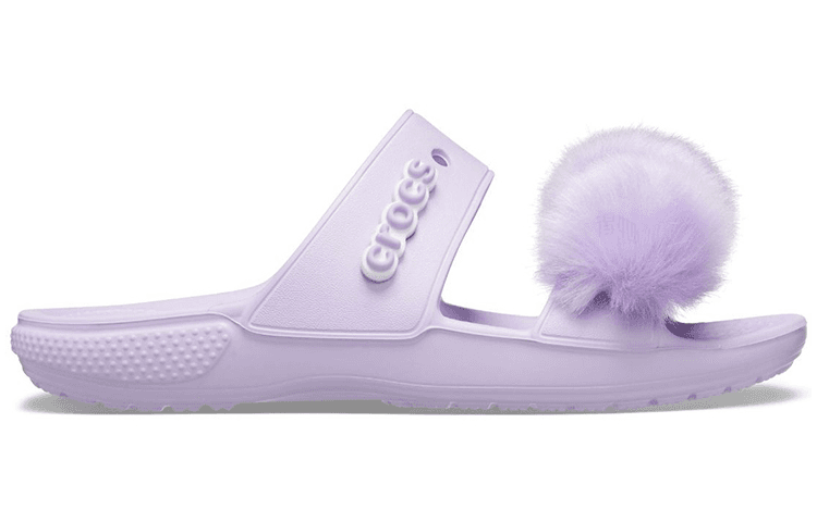 Crocs Fur Sure Trendy Versatile Classic Pom-Pom Sports Slides Purple 3